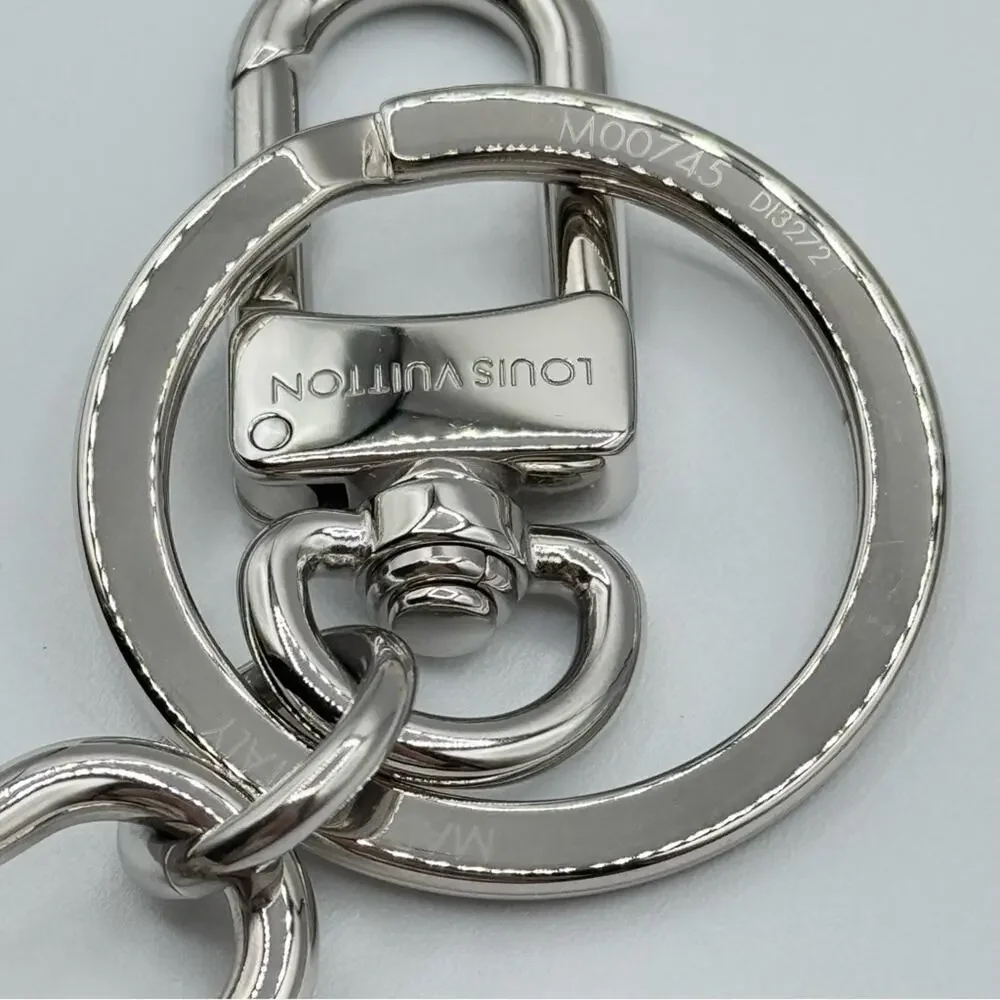 Louis Vuitton LV Padlock Dragonne Black Leather Key Holder Bag Charm Unisex
